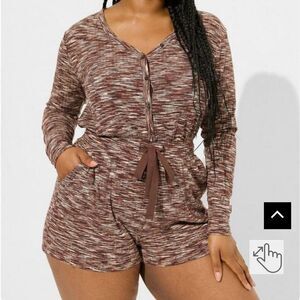 Torrid Hacci Button Front Long Sleeve Lounge Romper New